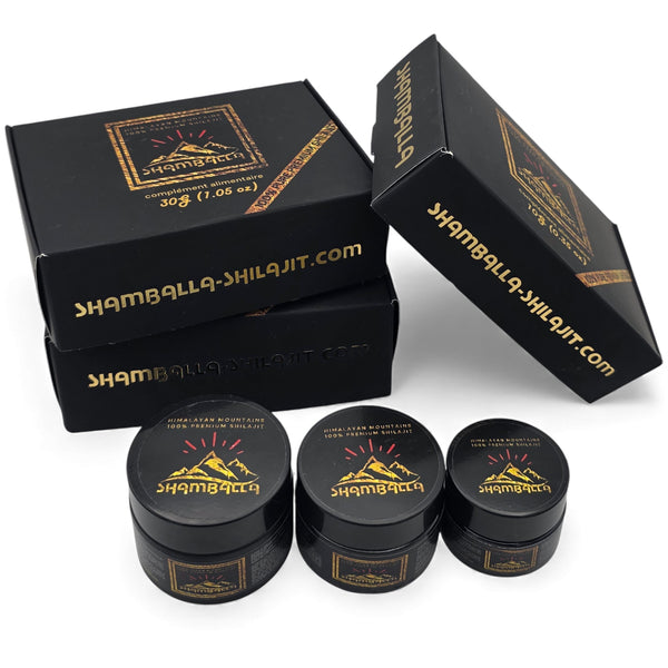 coffret complet de la cure shamballa shilajit 10g 30g et 50g